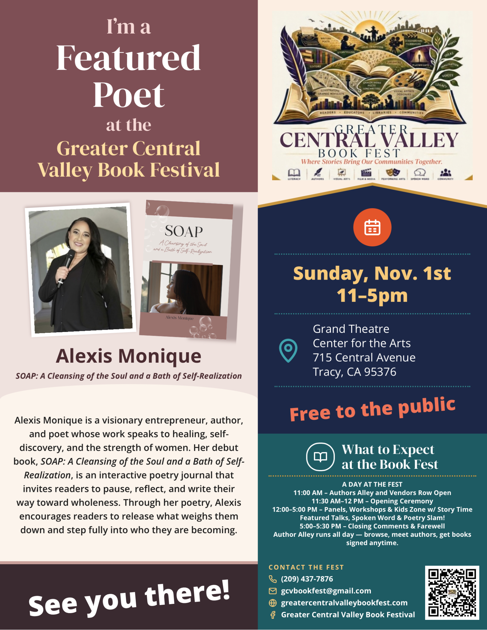 Alexis Monique — Featured Poet placard, Greater Central Valley Book Fest