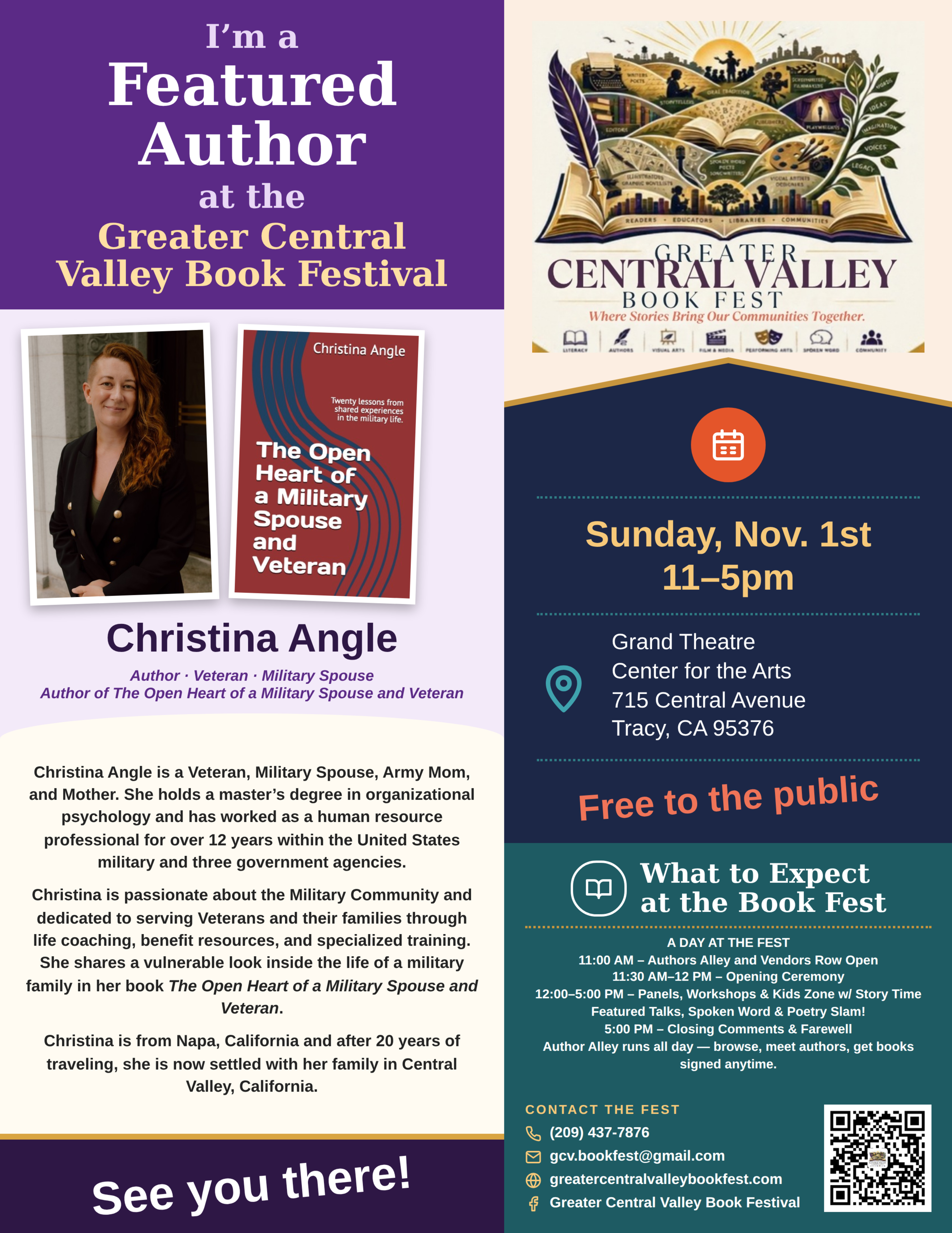 Christina Angle — Featured Author placard, Greater Central Valley Book Fest