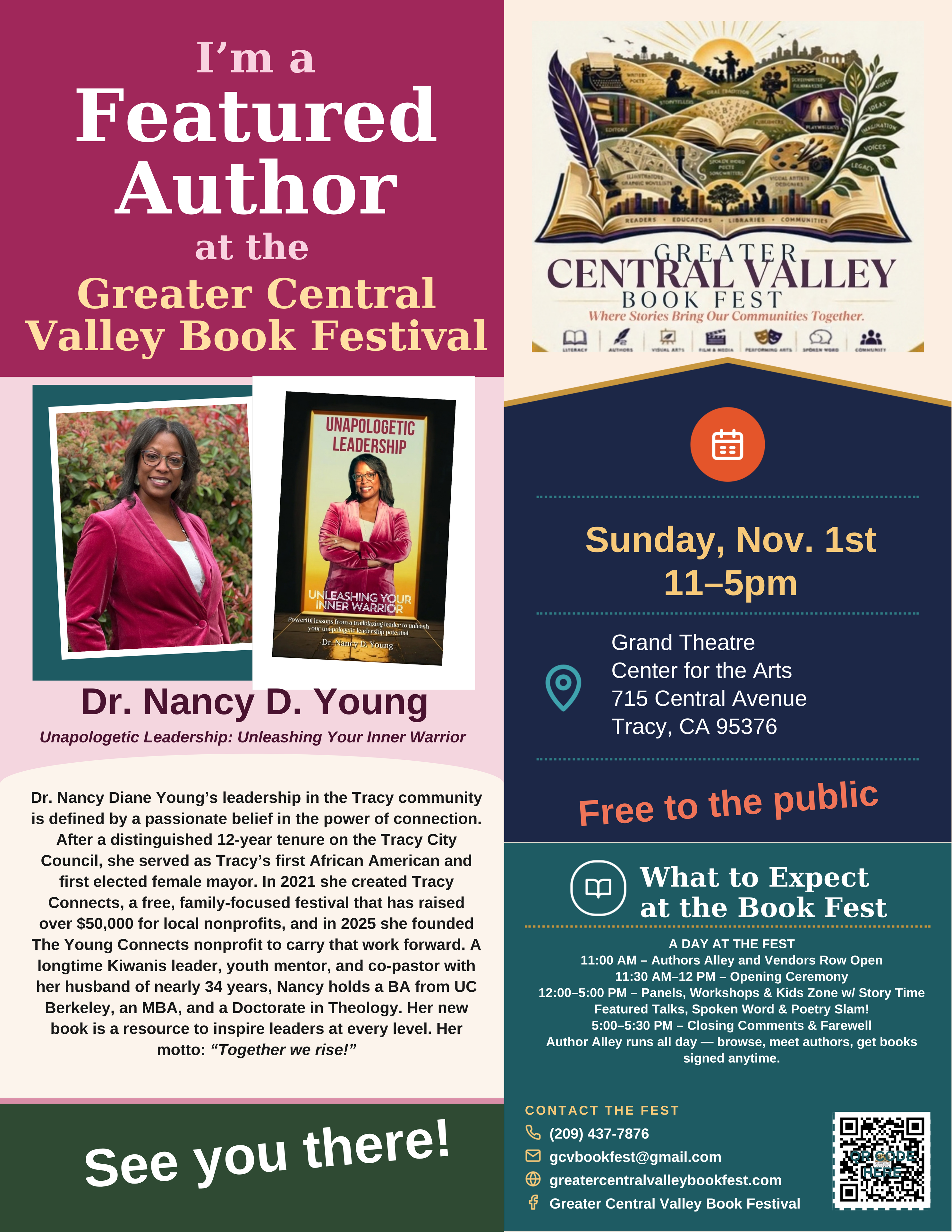 Dr. Nancy D. Young — Featured Author placard, Greater Central Valley Book Fest