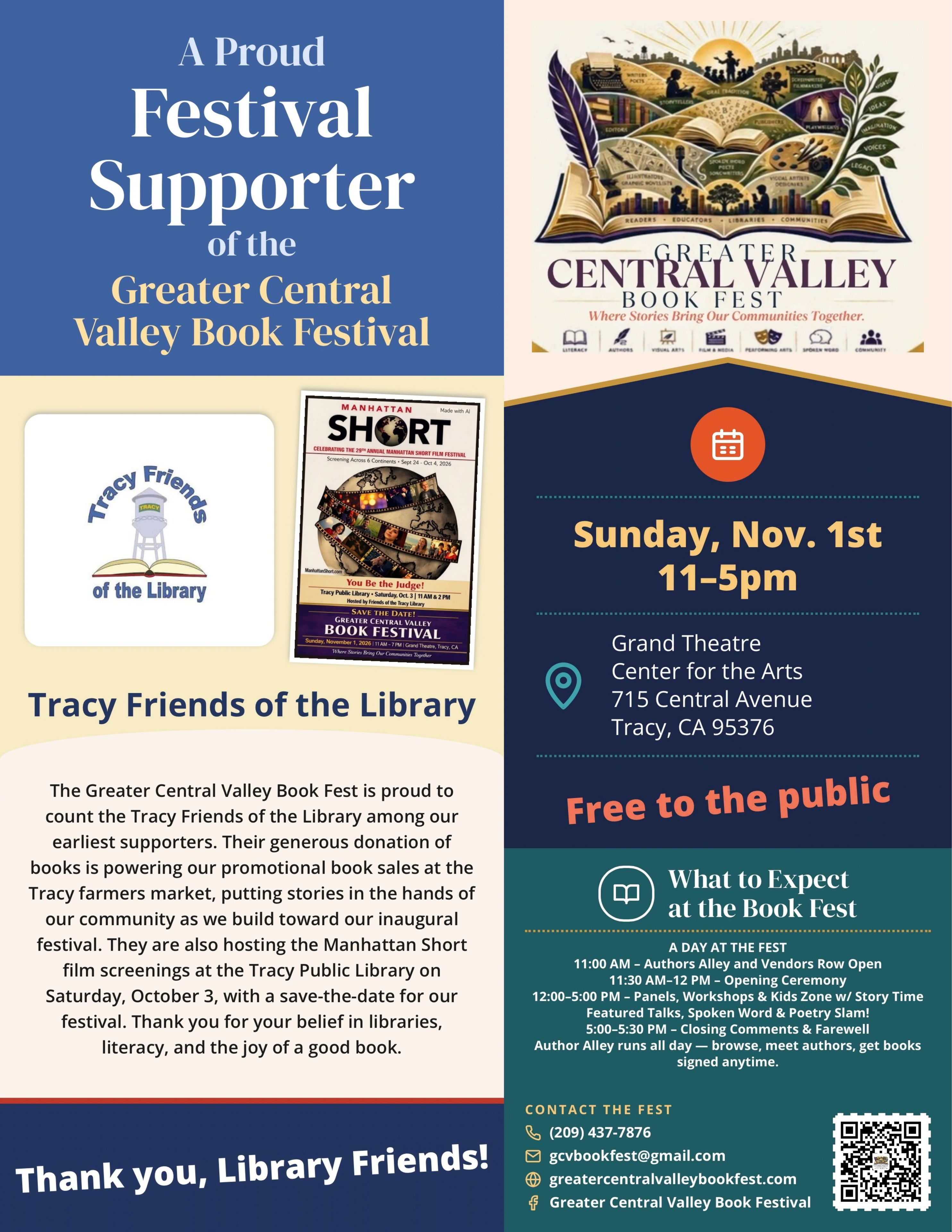 Tracy African American Association — Festival Supporter placard, Greater Central Valley Book Fest